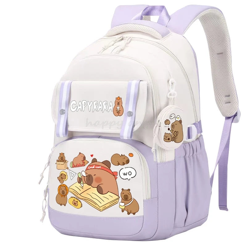 Cute Capybara Backpack – Canvas School & Laptop Bag