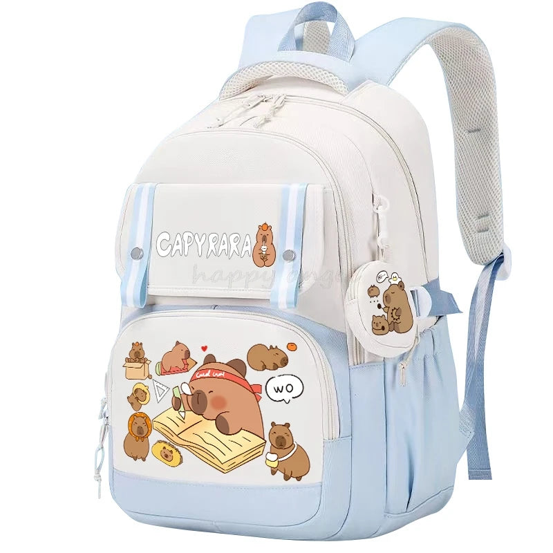 Cute Capybara Backpack – Canvas School & Laptop Bag