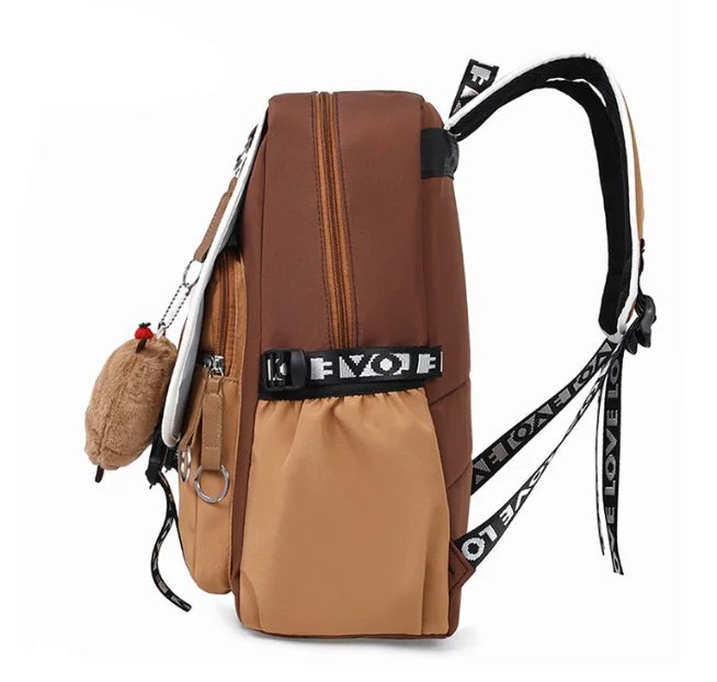Waterproof Capybara Backpack or Schoolbag for Kids and Teenagers with Plush Keychain