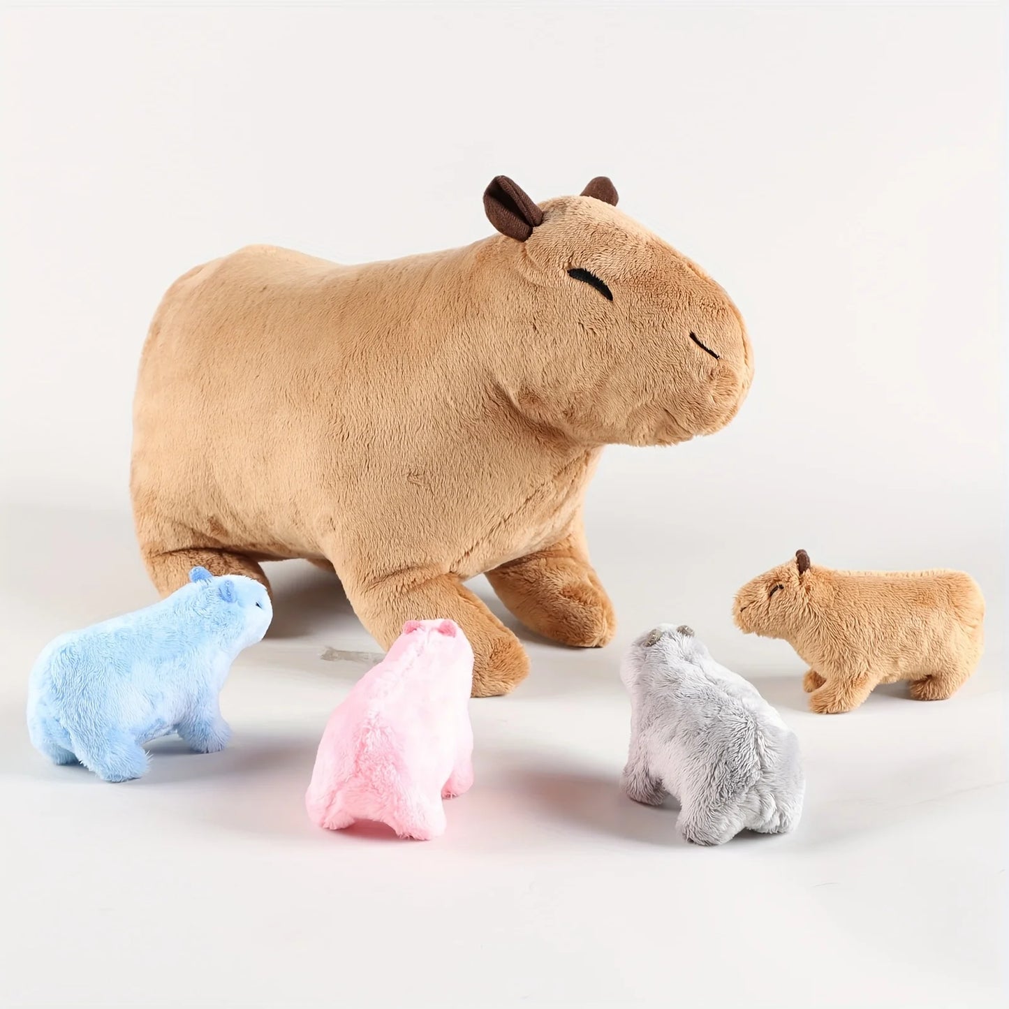 Kawaii Capybara Plush – Mommy Capybara with 4 Baby Plush Toys Inside