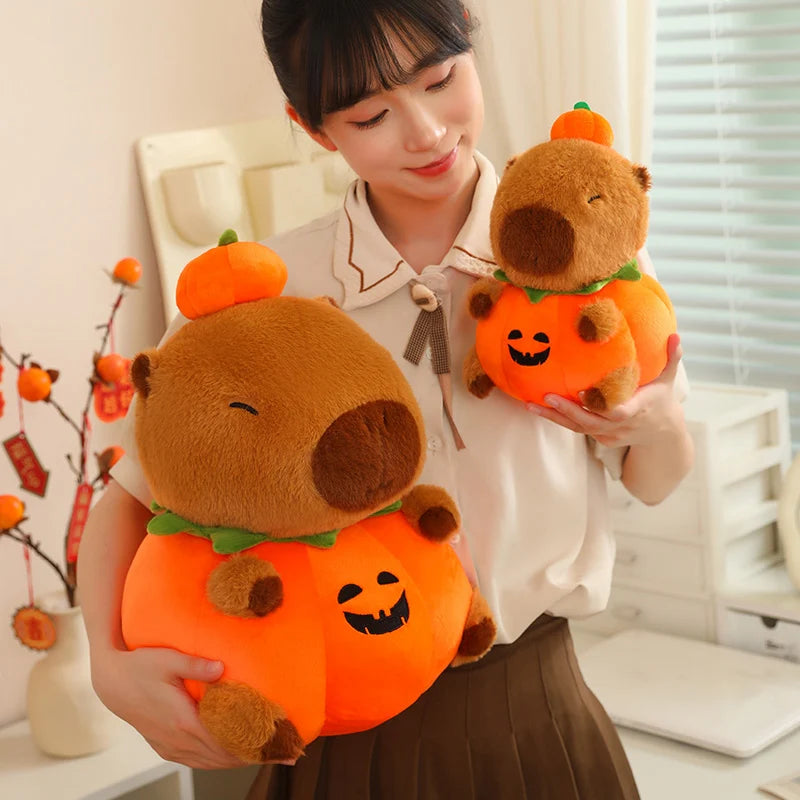 Halloween Capybara Plush Toy – Pumpkin Capybara Doll Pillow (25–50cm)