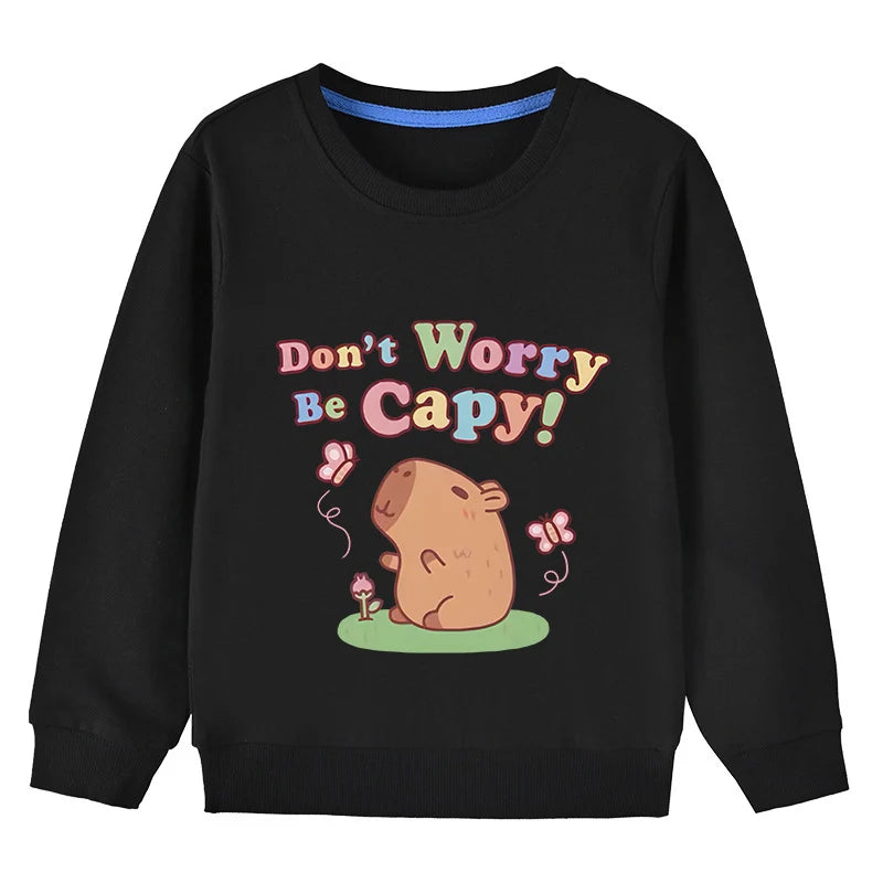 Kids Cotton Capybara Print Sweatshirt