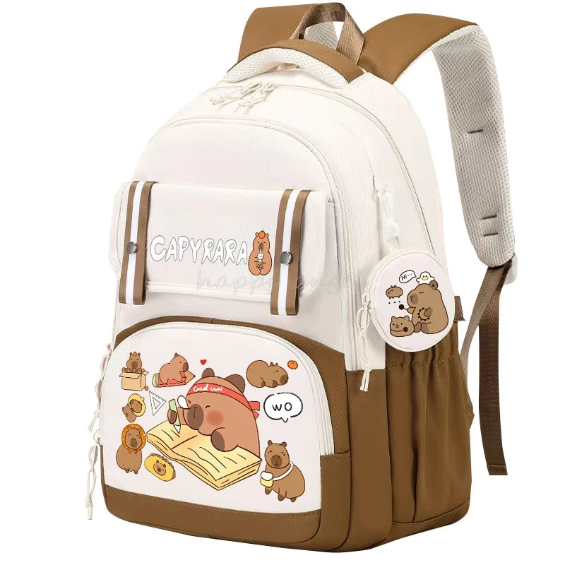 Cute Capybara Backpack – Canvas School & Laptop Bag
