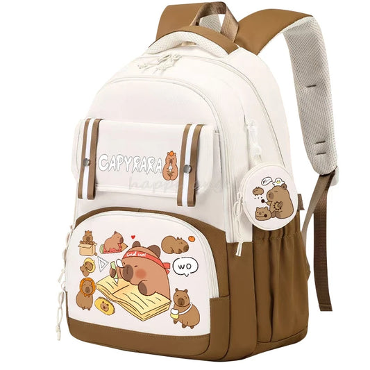 Cute Capybara Backpack – Canvas School & Laptop Bag