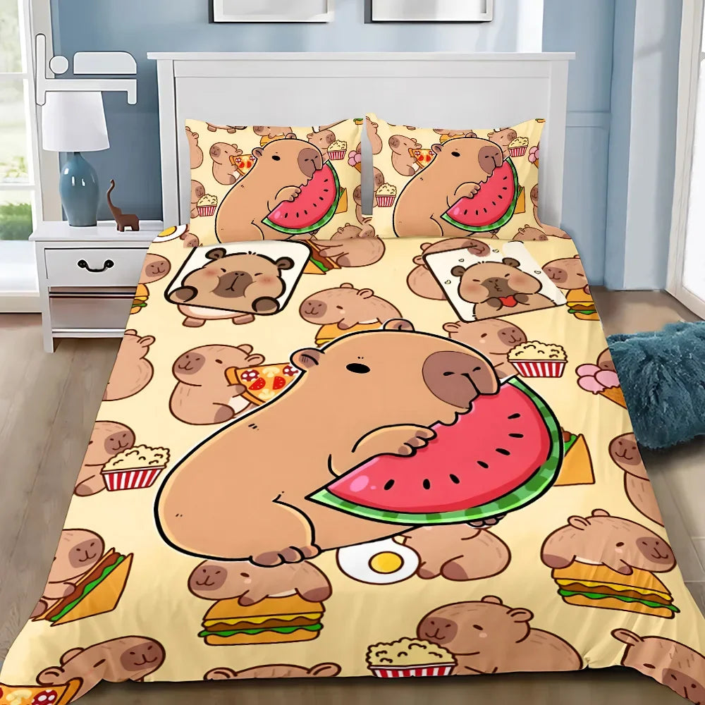 Cute Capybara Duvet Cover & Pillowcase Bedding Set