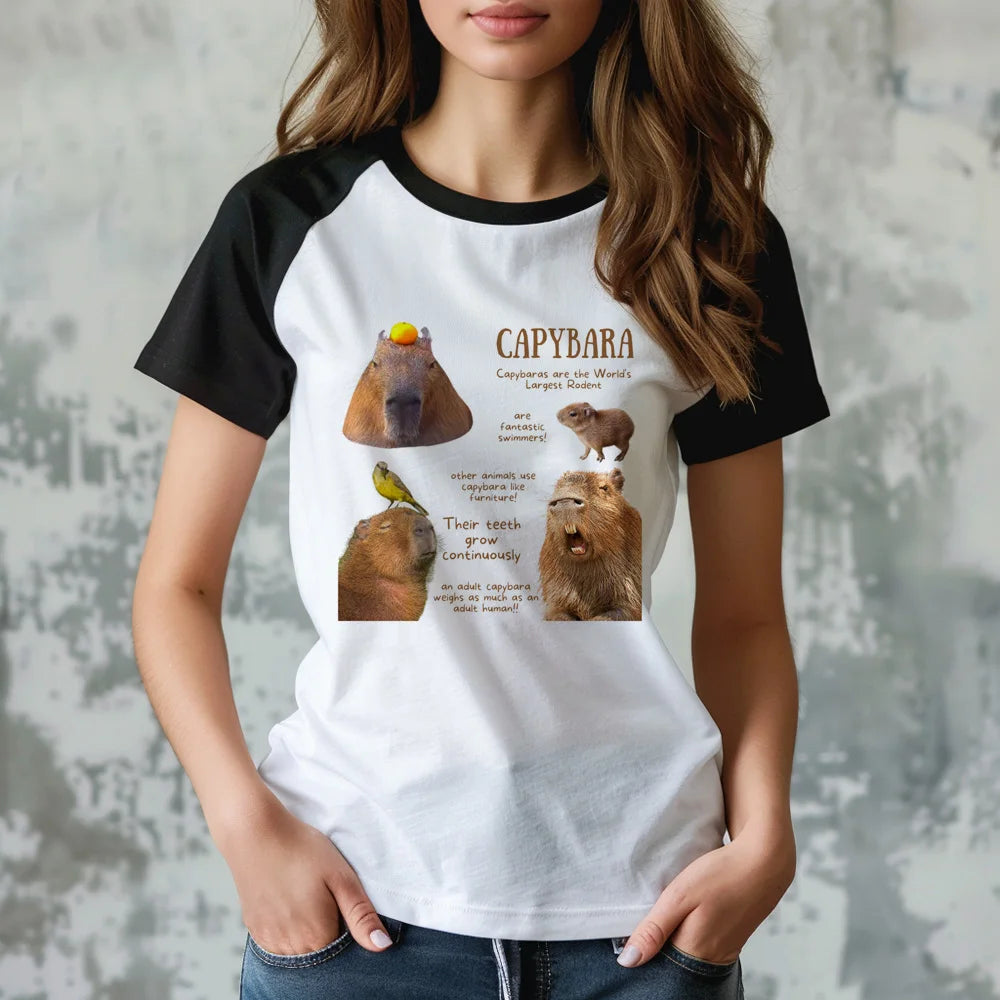 Capybara Anime Graphic Tee – Funny 2000s Y2K Style for Women