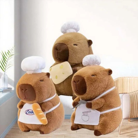 Chef Capybara Plush Toy – Cute Kawaii Stuffed Animal Doll (30cm)