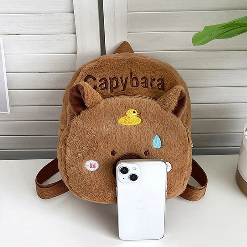 Capybara Plush Backpack – Cute Cartoon Animal Bag for Girls, Kids & Women (25cm)