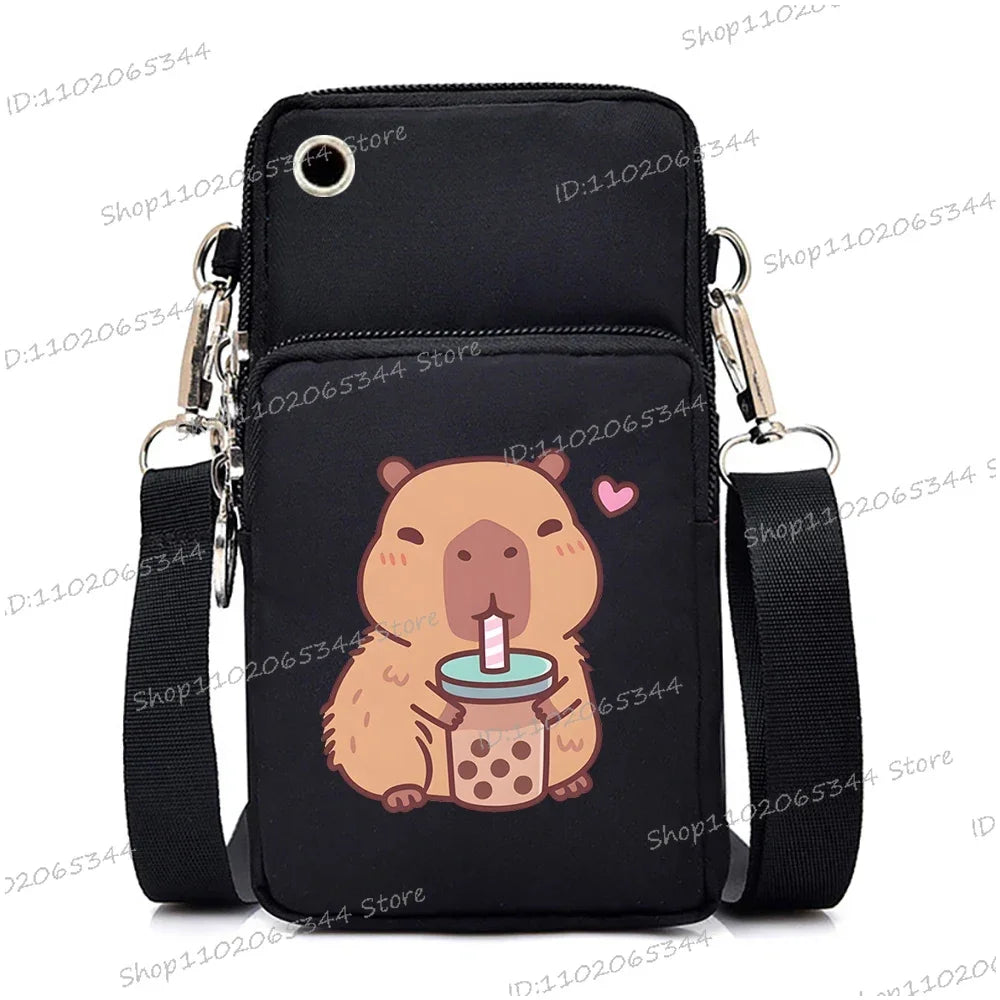Capybara Boba Tea Messenger Bag – Cute Small Crossbody & Coin Purse