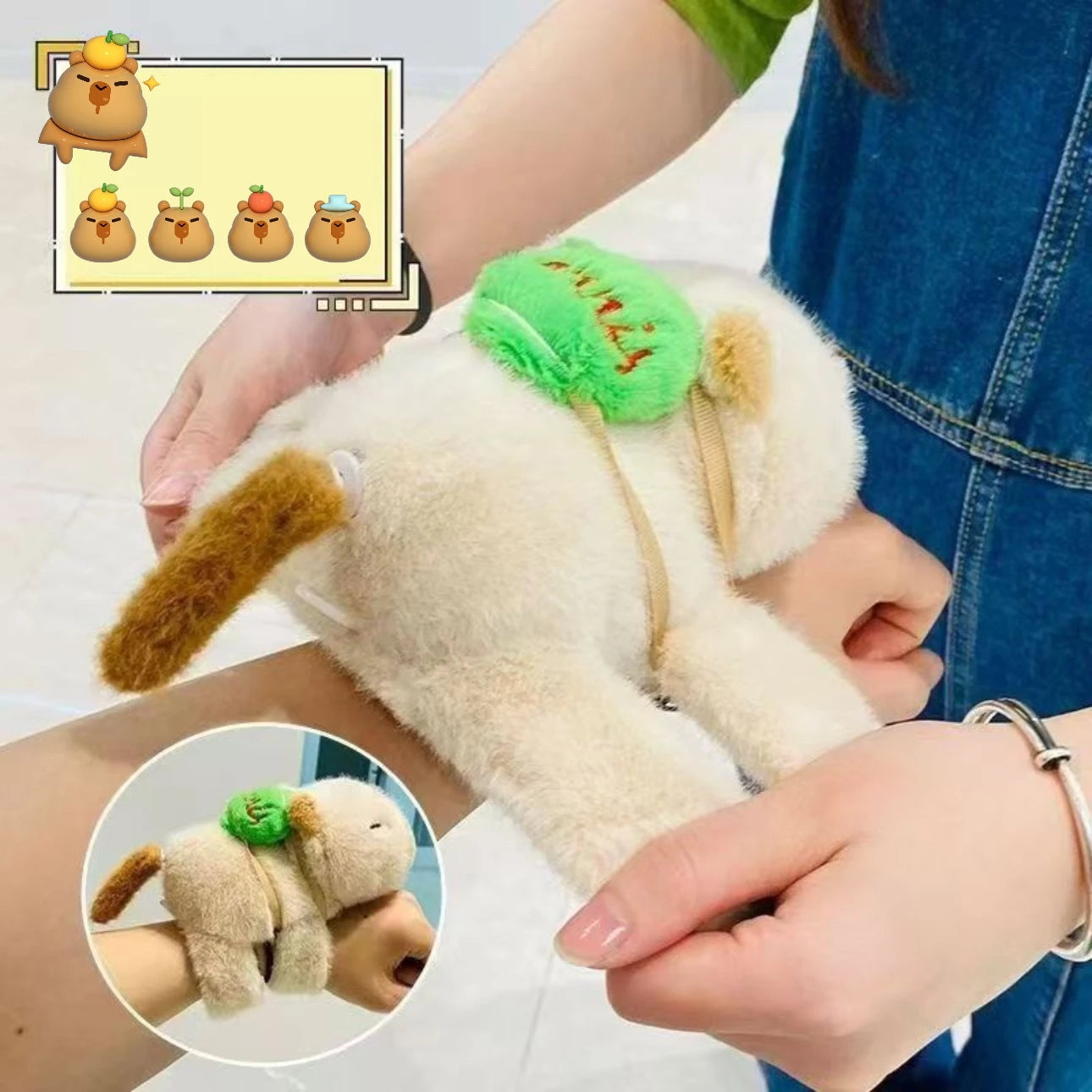 Capybara Hug Slap Bracelet – Plush Toy Wristband