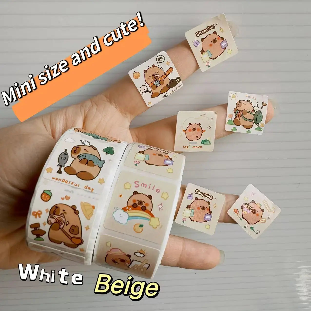 300pcs Capybara Sticker Roll – Cute Cartoon Decorative Seals