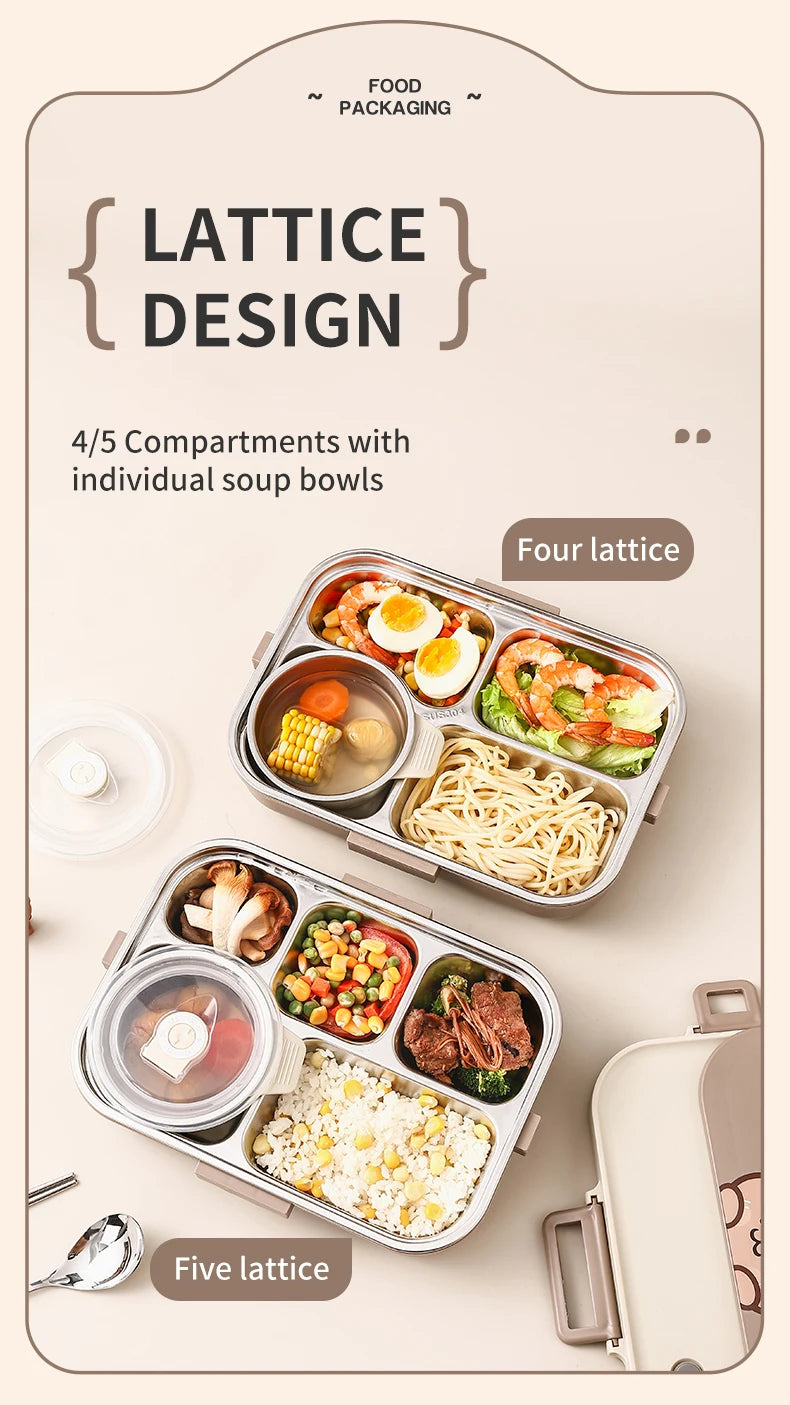 Cute Capybara Stainless Steel Lunch Box (With Cutlery)