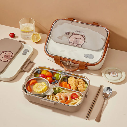 Cute Capybara Stainless Steel Lunch Box (With Cutlery)