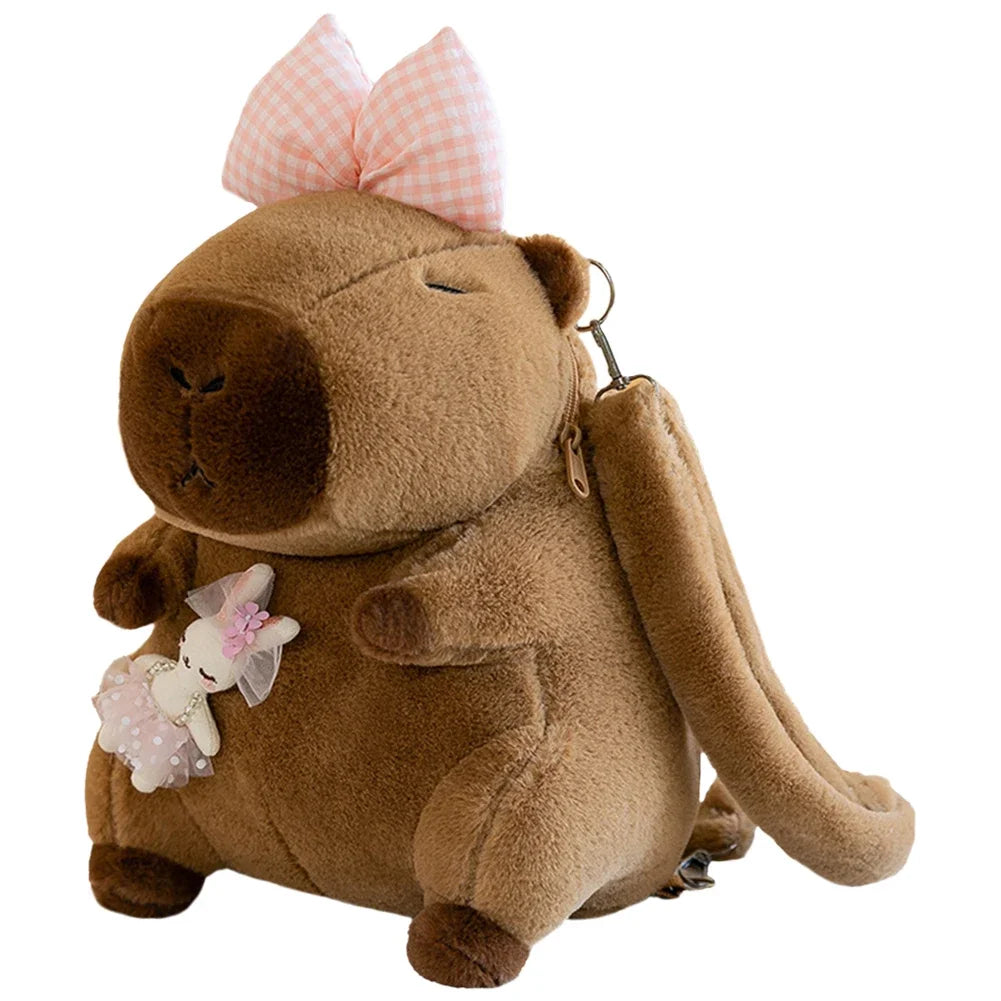 Cute Capybara Plush Backpack – Cartoon Animal Shoulder Bag for Kids, Teens & Students (35cm)