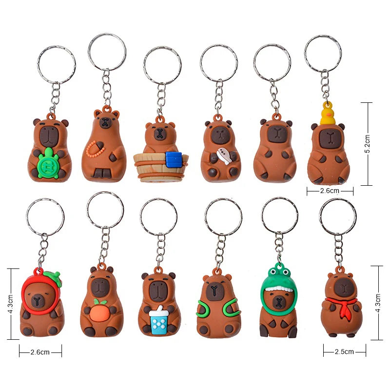 Capybara Blind Box – 24pc Surprise PVC Figures & Keychains