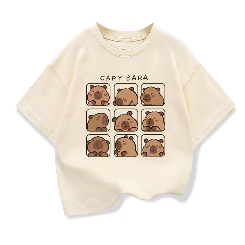 Cute Capybara Kids Clothing Short Sleeve T-shirt Girls