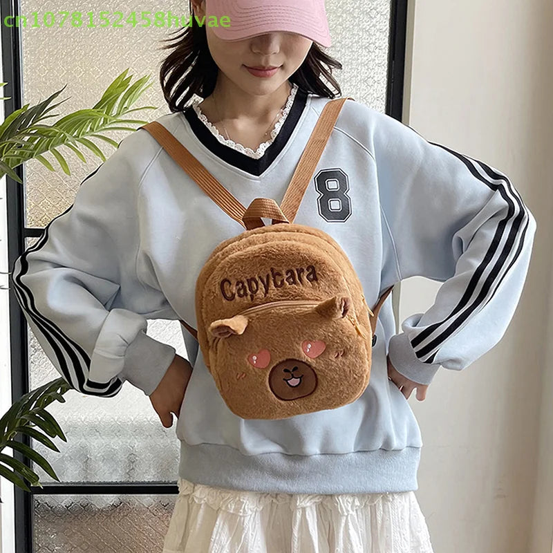 Capybara Plush Backpack – Cute Cartoon Animal Bag for Girls, Kids & Women (25cm)