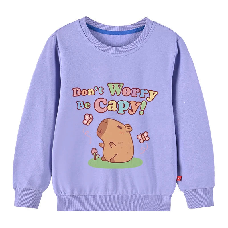 Kids Cotton Capybara Print Sweatshirt