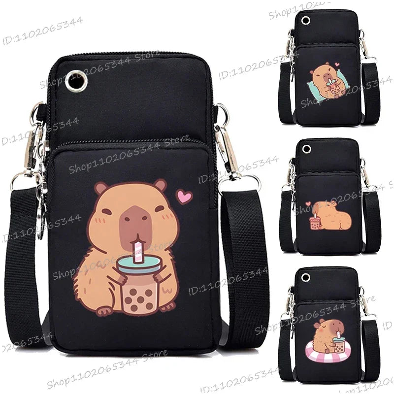 Capybara Boba Tea Messenger Bag – Cute Small Crossbody & Coin Purse