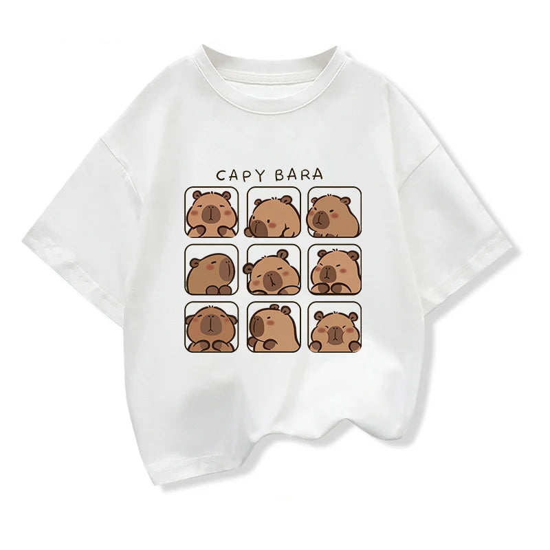 Cute Capybara Kids Clothing Short Sleeve T-shirt Girls