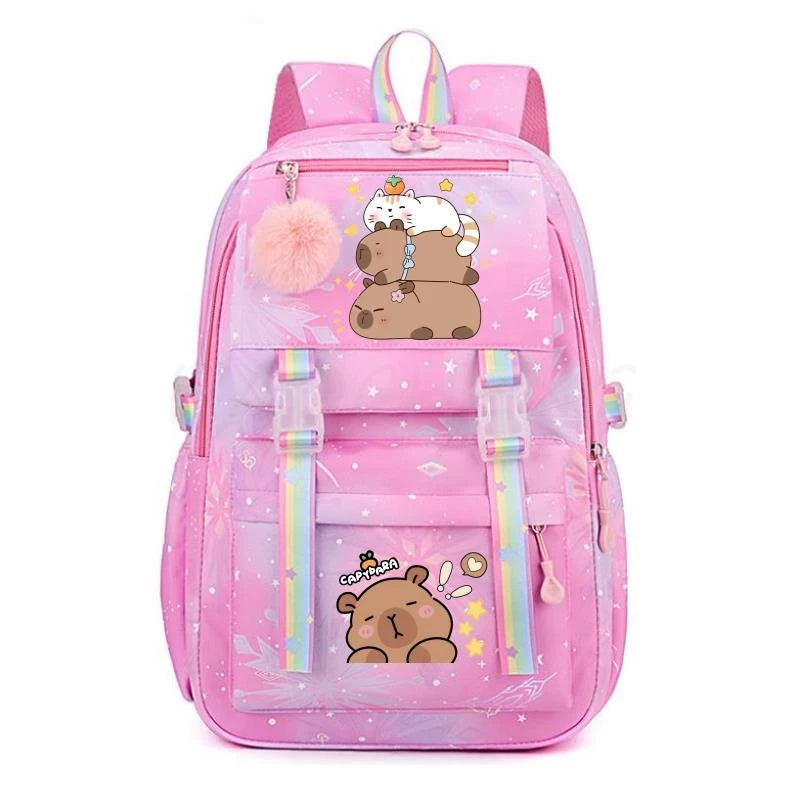 Adorable Capybara Print Backpack – Large Capacity & Lightweight