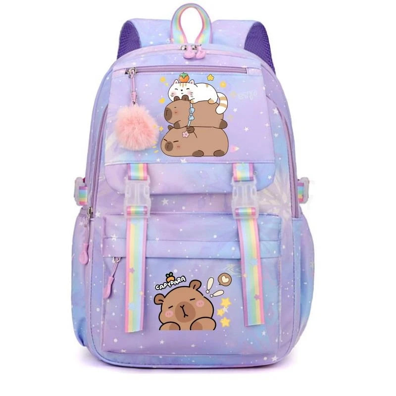 Adorable Capybara Print Backpack – Large Capacity & Lightweight