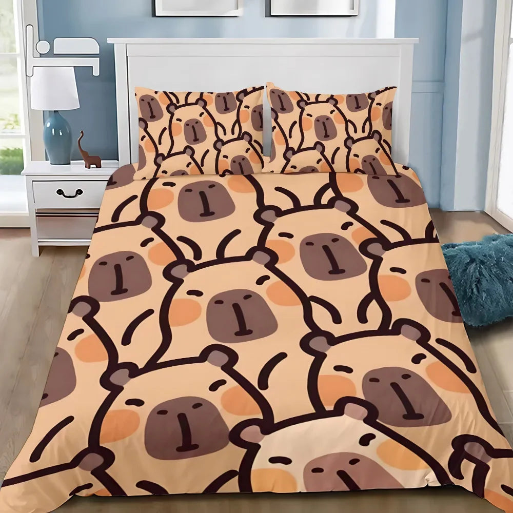 Cute Capybara Duvet Cover & Pillowcase Bedding Set