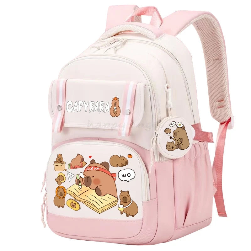 Cute Capybara Backpack – Canvas School & Laptop Bag