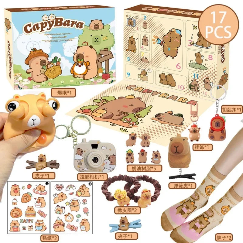 Capybara Christmas Advent Calendar Gift Box – 2025 Edition (17 or 31 pieces)