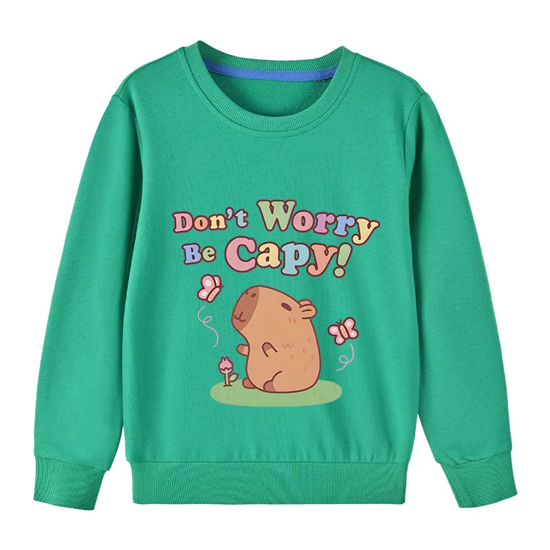 Kids Cotton Capybara Print Sweatshirt