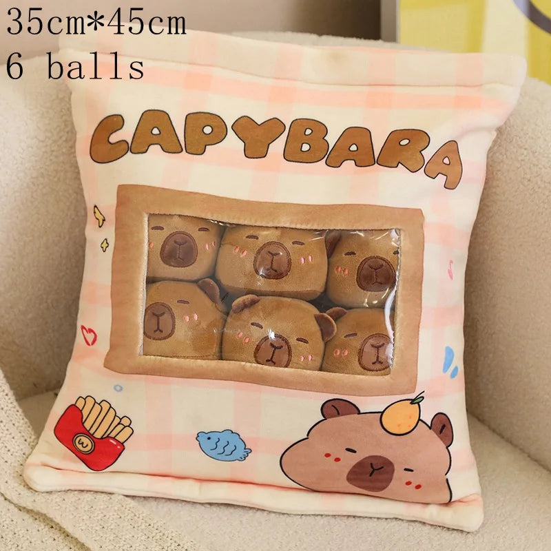 Cute Capybara Snack Pillow Plushie – Pudding Bag Animal Doll Set