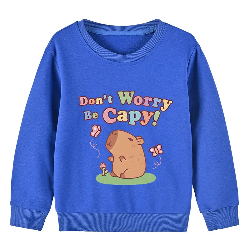 Kids Cotton Capybara Print Sweatshirt