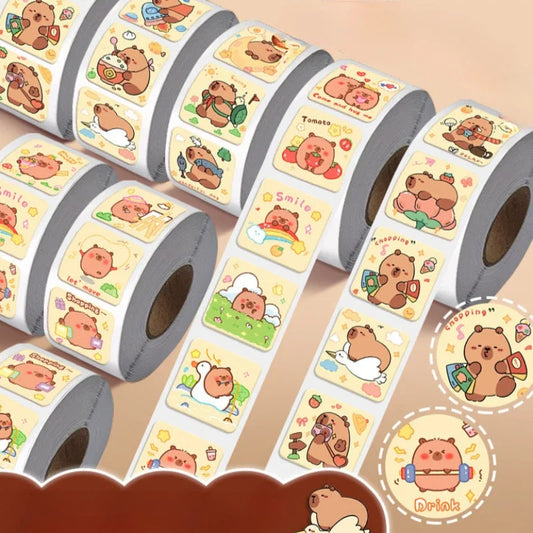 300pcs Capybara Sticker Roll – Cute Cartoon Decorative Seals