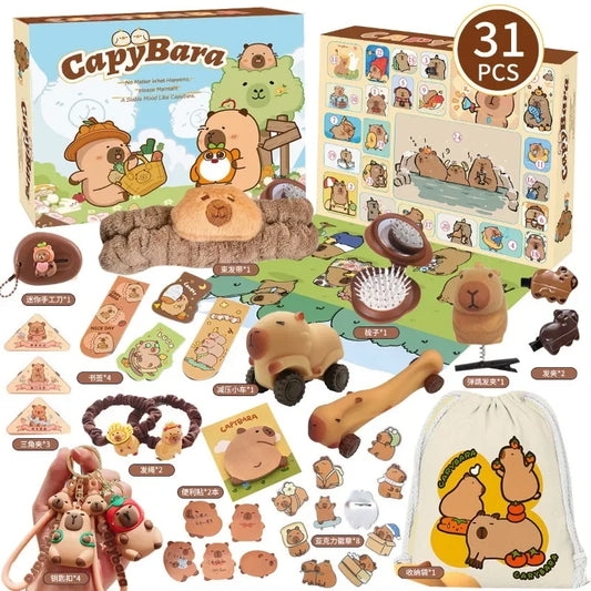 Capybara Christmas Advent Calendar Gift Box – 2025 Edition (17 or 31 pieces)