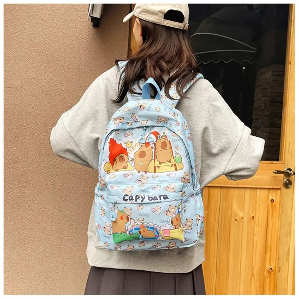 Cute Capybara Backpack – Lightweight & Spacious School Bag