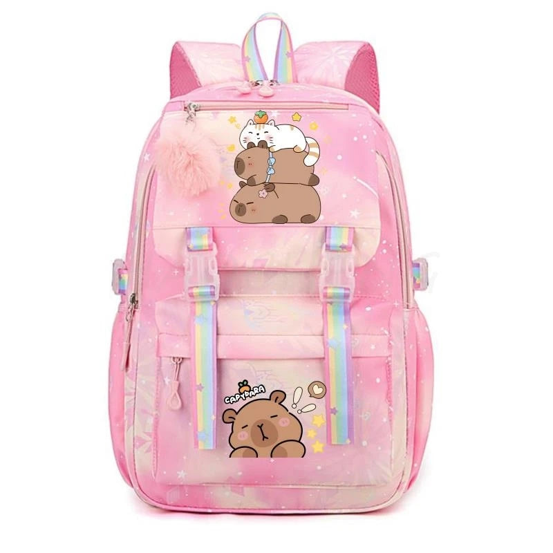 Adorable Capybara Print Backpack – Large Capacity & Lightweight