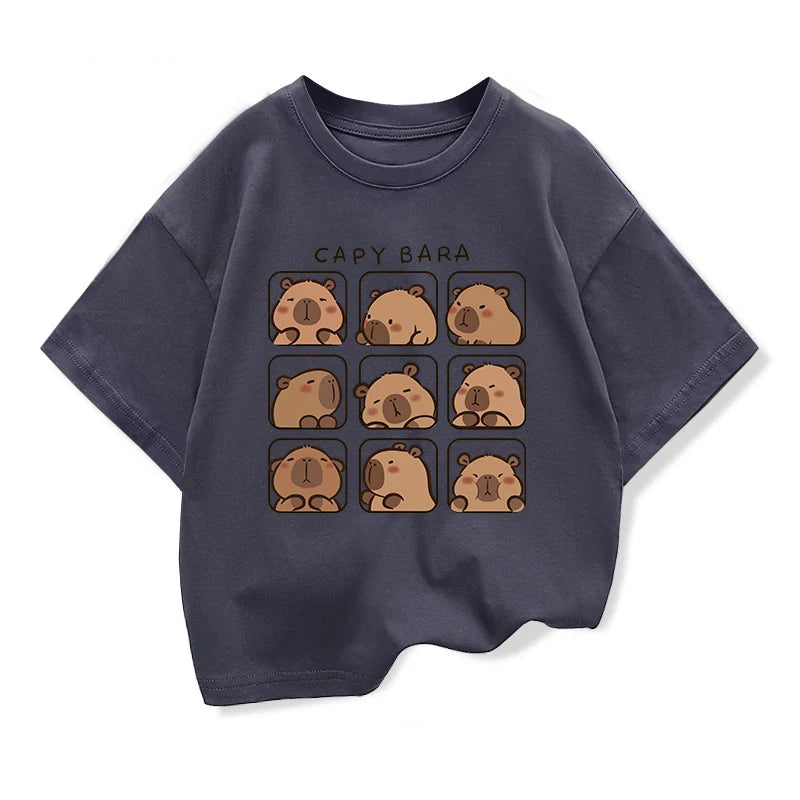 Cute Capybara Kids Clothing Short Sleeve T-shirt Girls