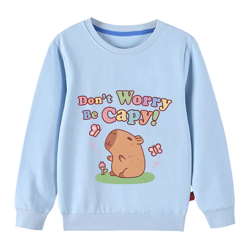 Kids Cotton Capybara Print Sweatshirt