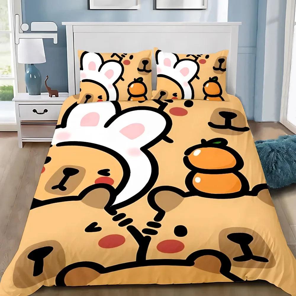 Cute Capybara Duvet Cover & Pillowcase Bedding Set
