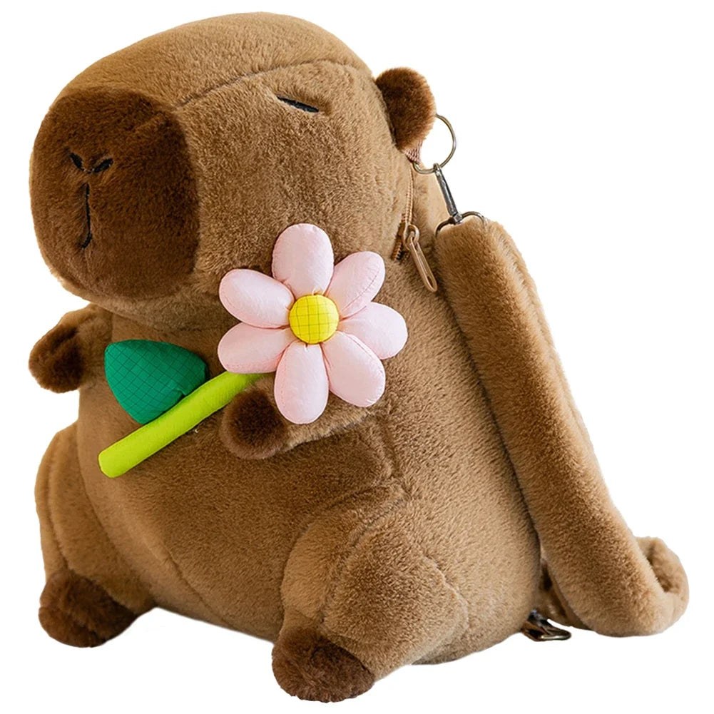 Cute Capybara Plush Backpack – Cartoon Animal Shoulder Bag for Kids, Teens & Students (35cm)