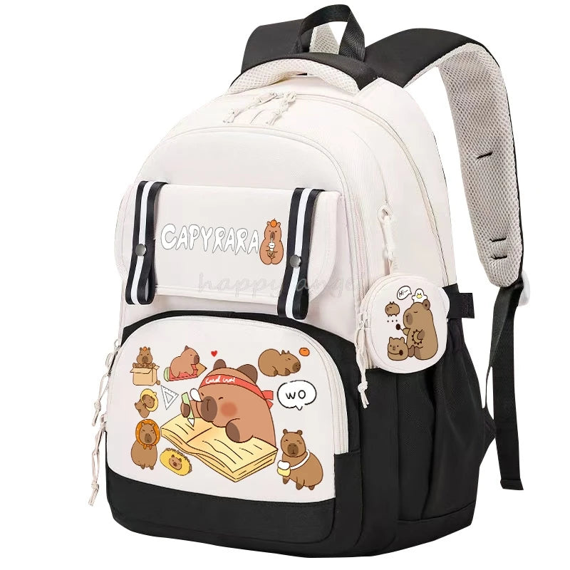 Cute Capybara Backpack – Canvas School & Laptop Bag