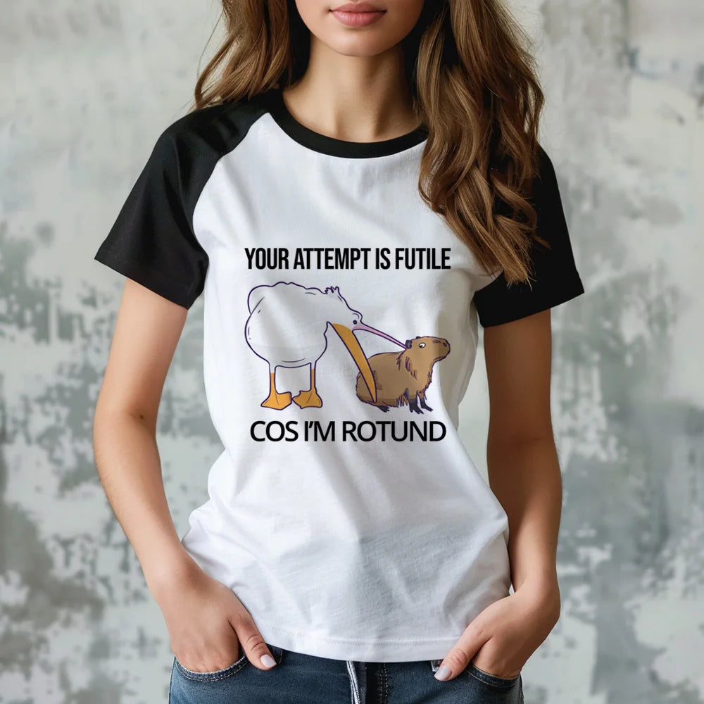 Capybara Anime Graphic Tee – Funny 2000s Y2K Style for Women