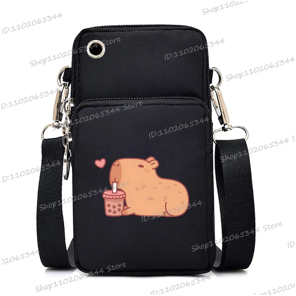 Capybara Boba Tea Messenger Bag – Cute Small Crossbody & Coin Purse