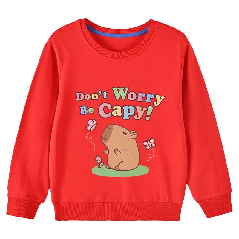 Kids Cotton Capybara Print Sweatshirt