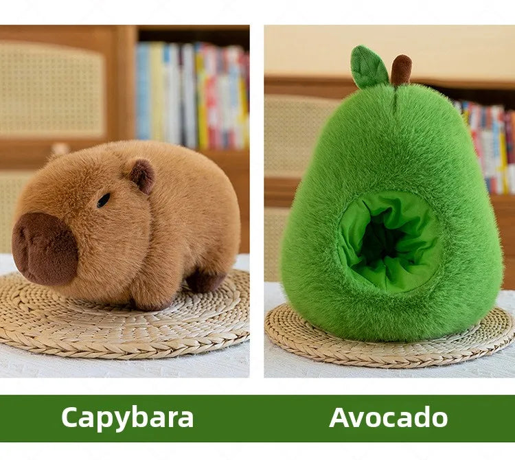 2-in-1 Avocado Capybara Plush Toy – Transformable Stuffed Animal (35cm)
