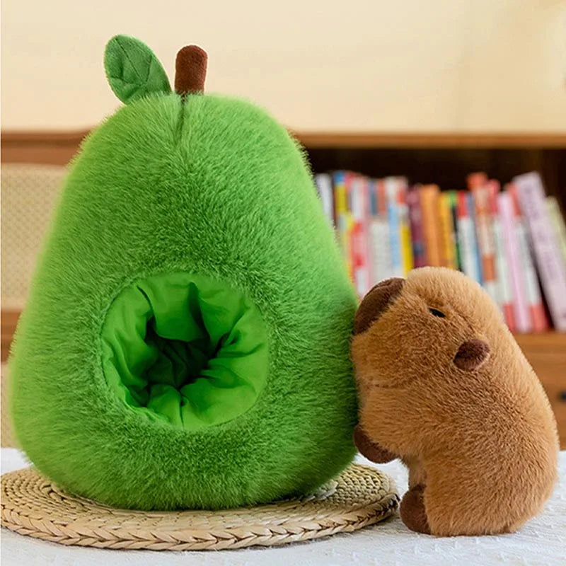 2-in-1 Avocado Capybara Plush Toy – Transformable Stuffed Animal (35cm)