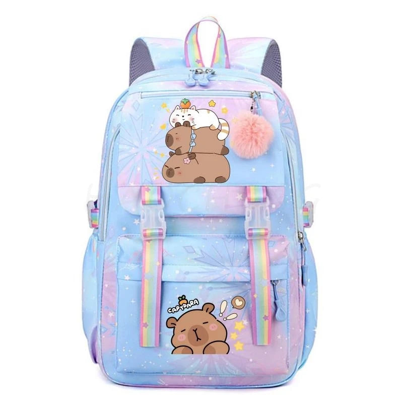 Adorable Capybara Print Backpack – Large Capacity & Lightweight