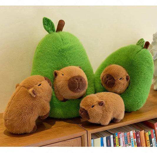 2-in-1 Avocado Capybara Plush Toy – Transformable Stuffed Animal (35cm)
