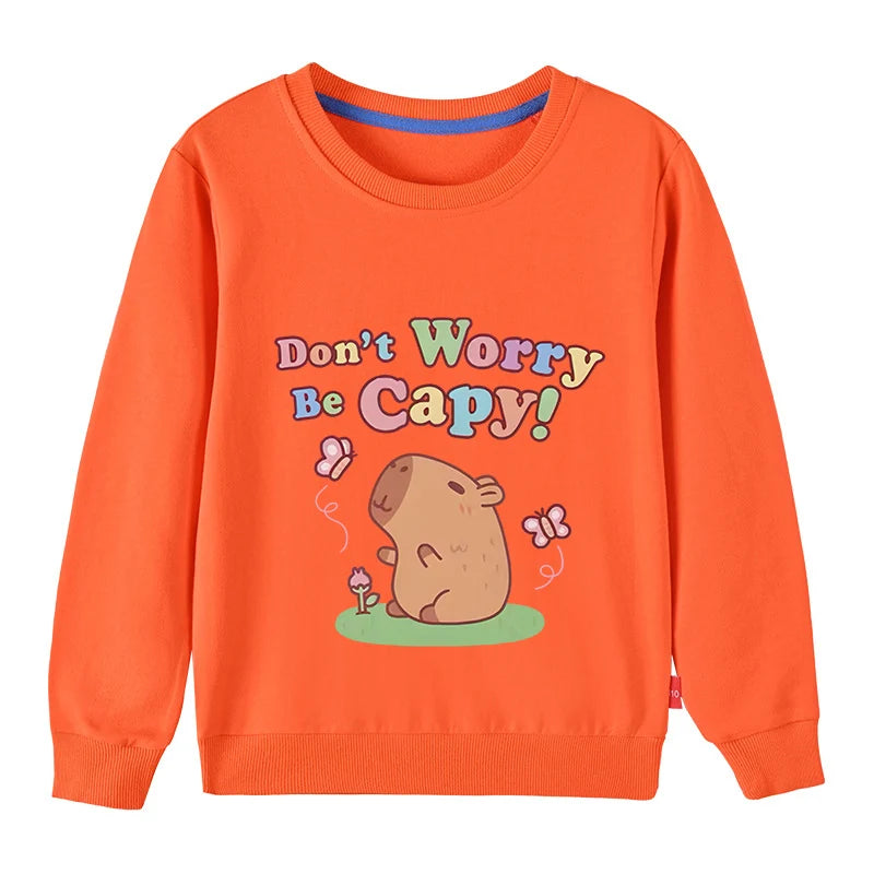 Kids Cotton Capybara Print Sweatshirt