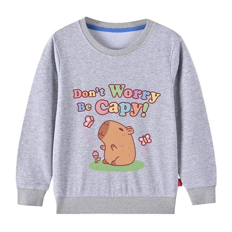 Kids Cotton Capybara Print Sweatshirt